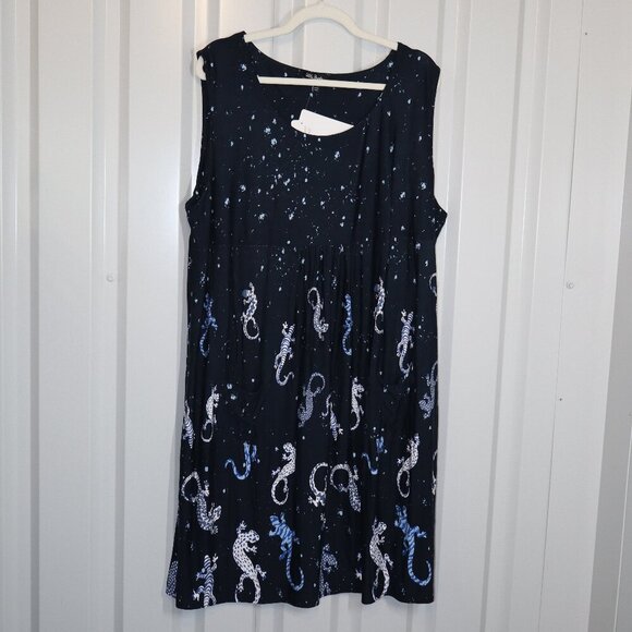 Ulla Popken Womens Sleeveless Lizard Print Stretch Tunic Dress Size 20/22 NWT - Picture 1 of 9